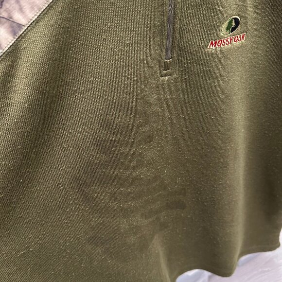 Mossy Oak Boxy 1/4 Zip Men's Olive Green/Camo Sweatshirt - Size XL - Picture 6 of 6
